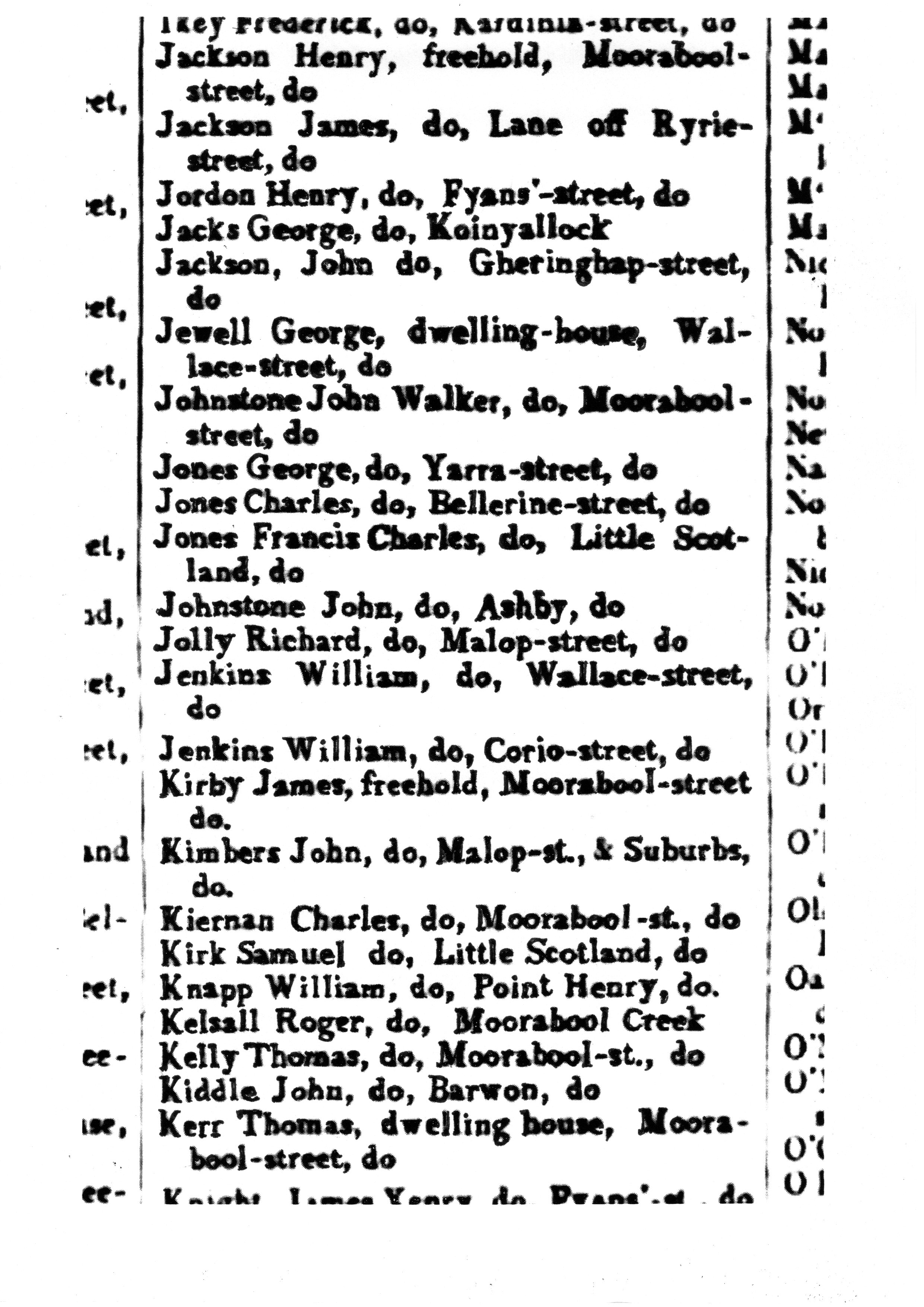 [1850 Electoral Roll of Geelong]